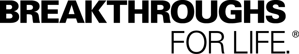 UNMC tagline with the text "for life" moved to below "Breakthroughs."  